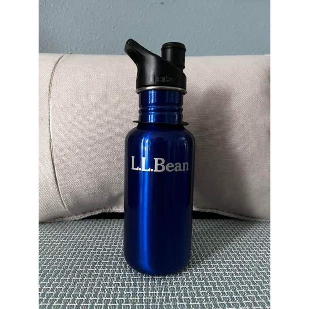 LL Bean Klean Kanteen Water Bottle Blue Stainless Steel 18oz Sport Cap